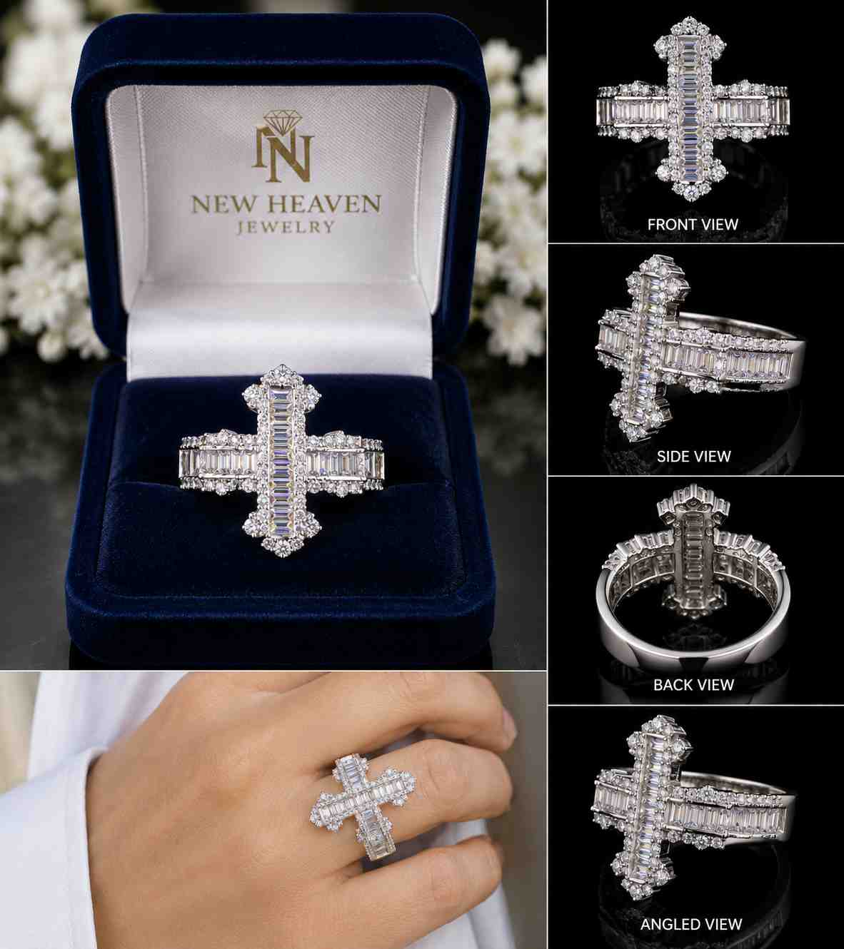 Moissanite Cross Ring
