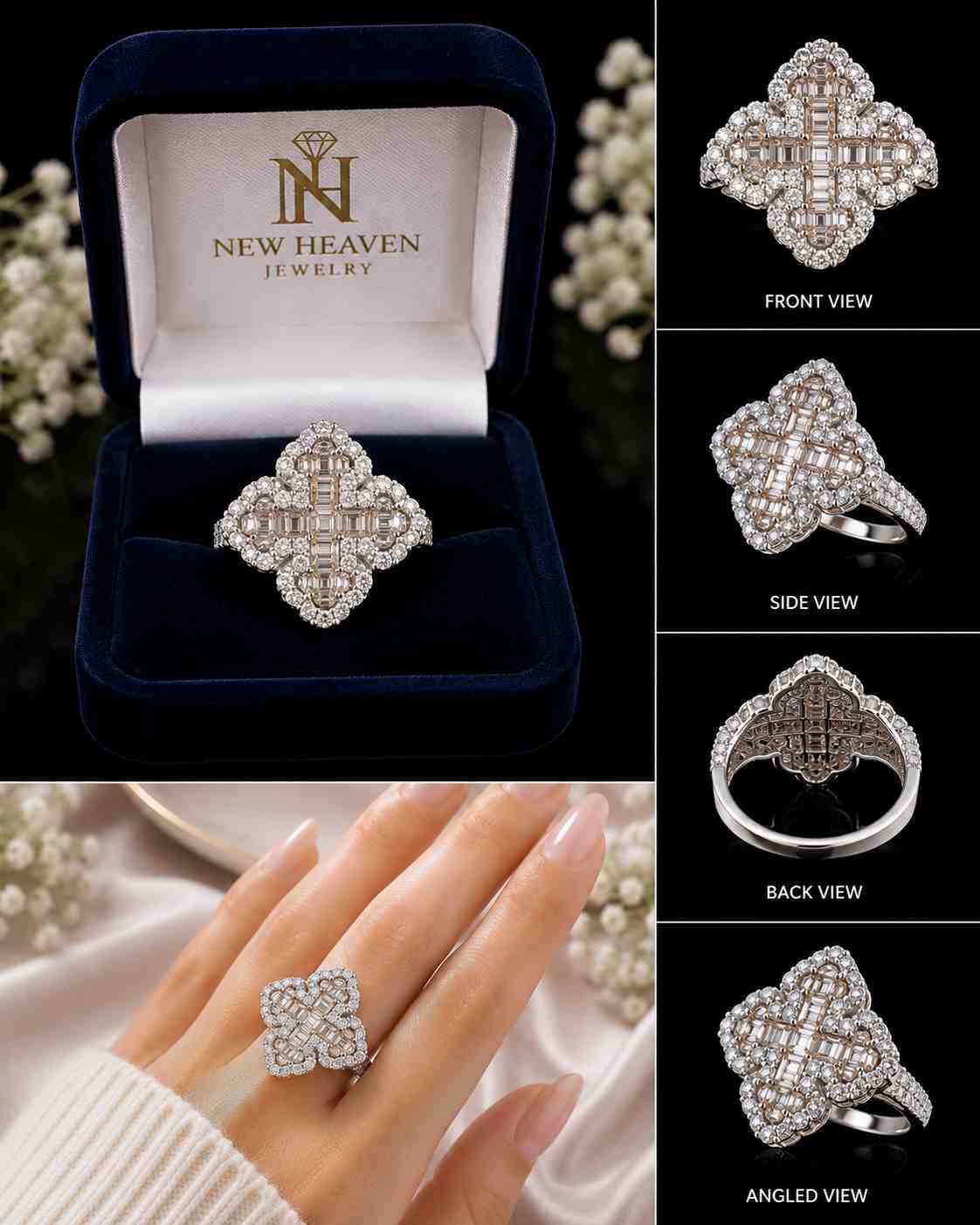 Moissanite Cross Ring