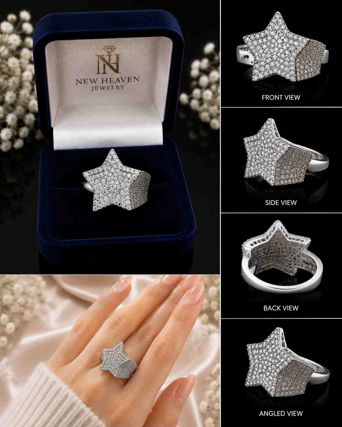 Moissanite Star Ring
