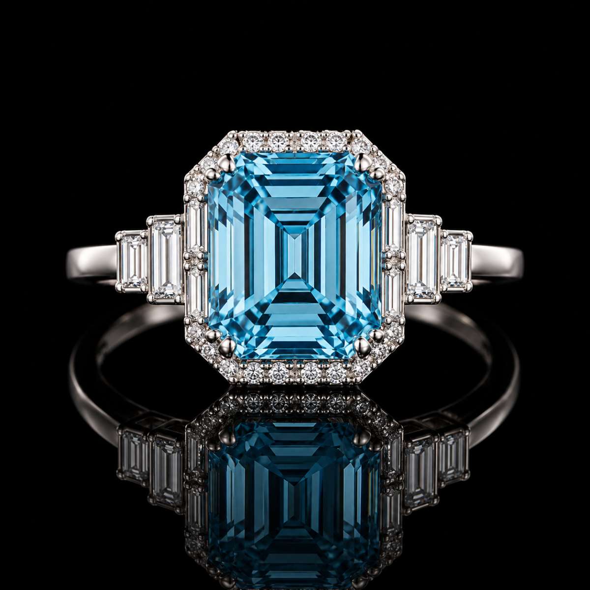 Sky Blue Topaz Engagement Ring