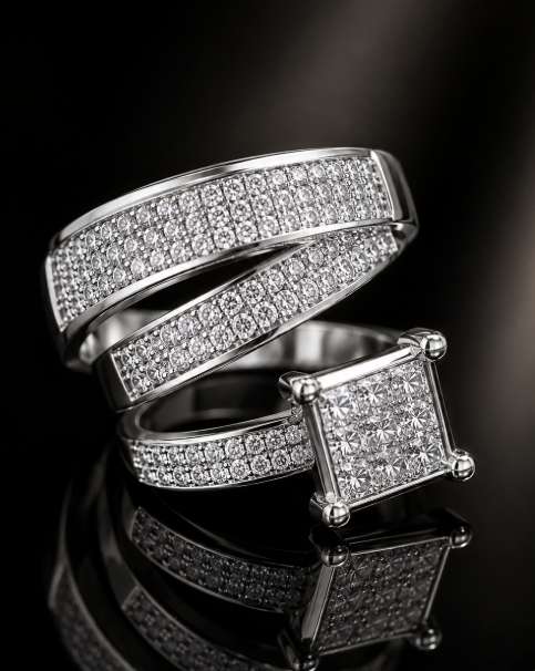 Moissanite Triple Band Ring