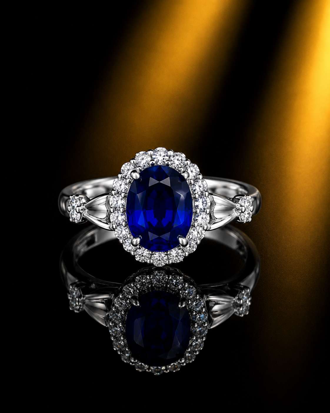 Blue Moissanite Ring