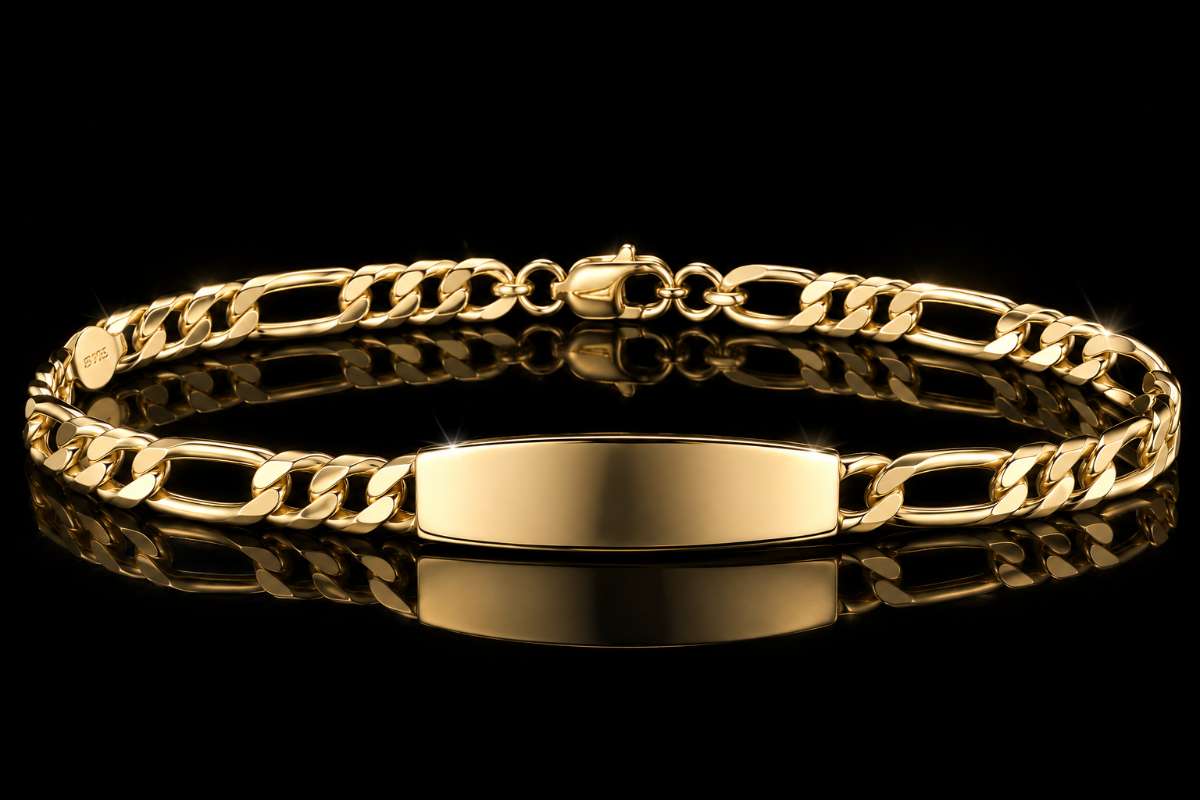 Gold Figaro link ID bracelet