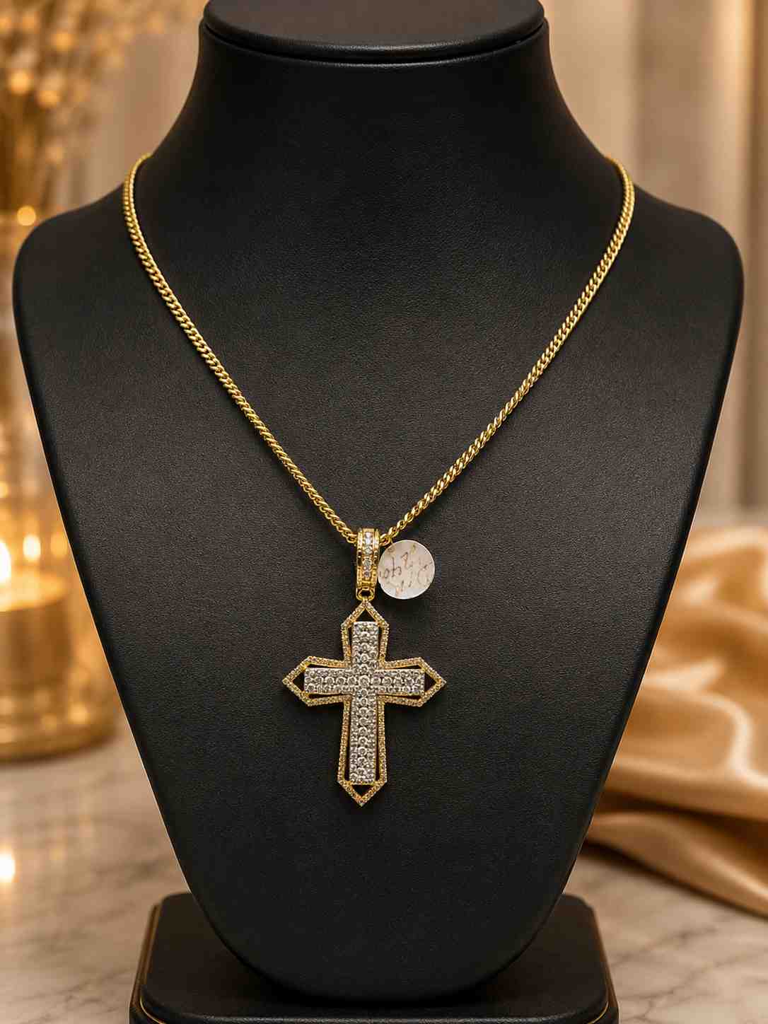 Diamond Cross Pendant with Gold Chain