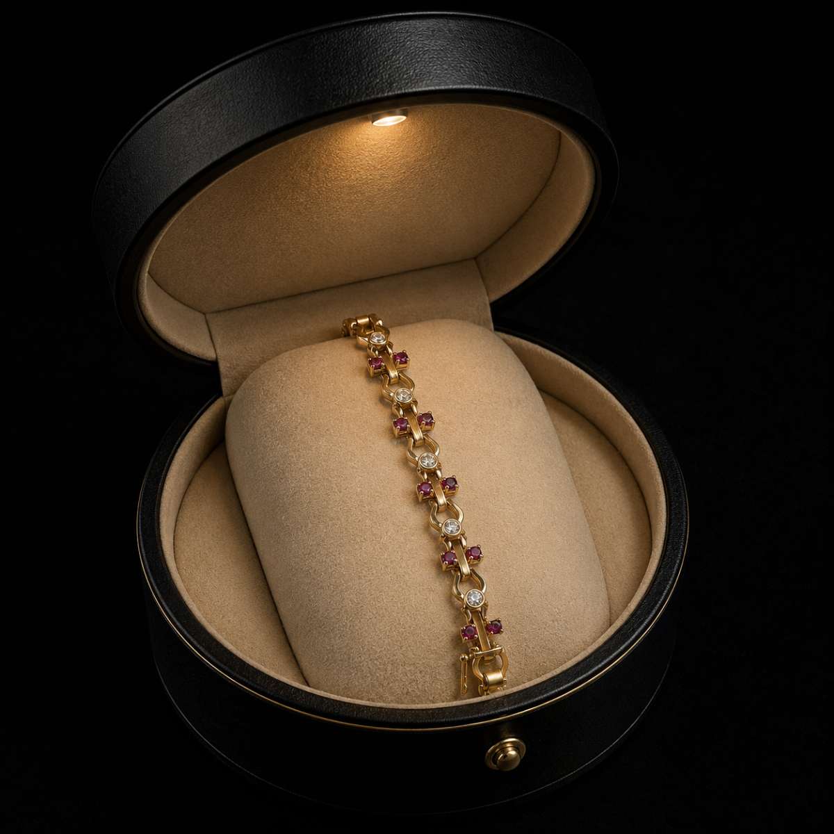 Ruby and diamond link tennis bracelet