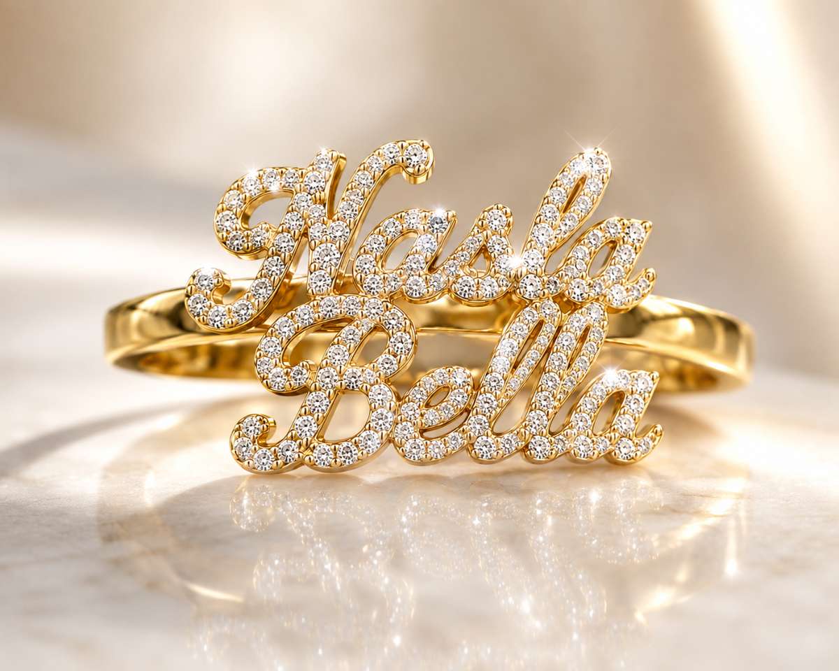 14K Gold Dimaond Name Ring