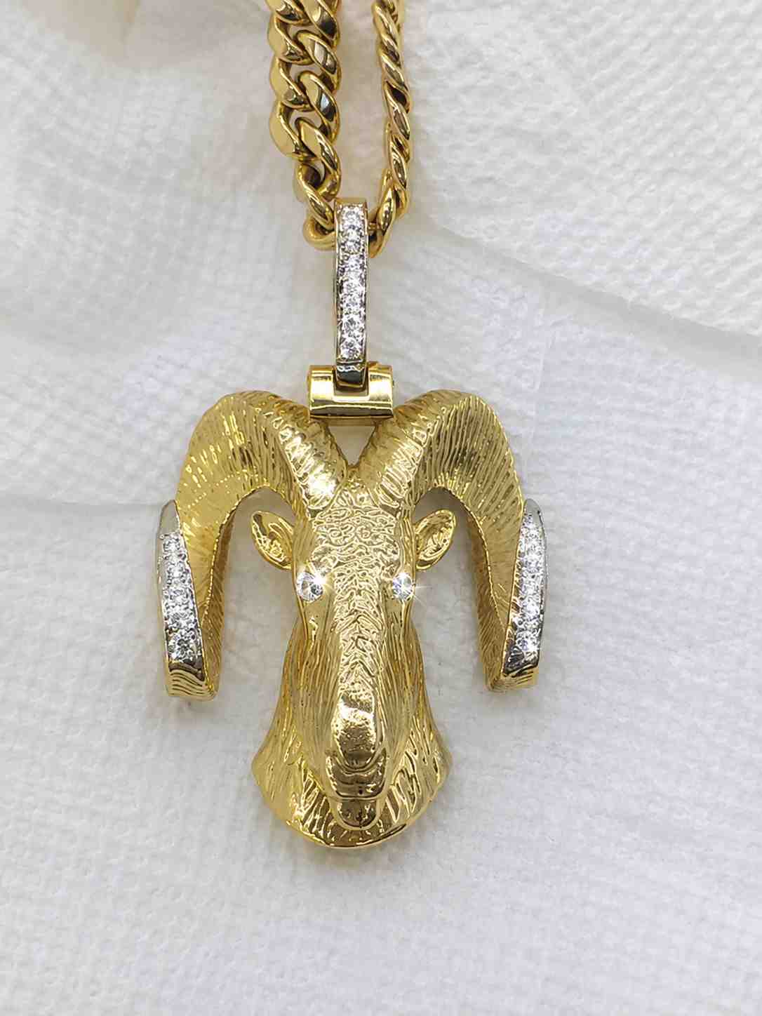 14K Gold Ram Head Pendant