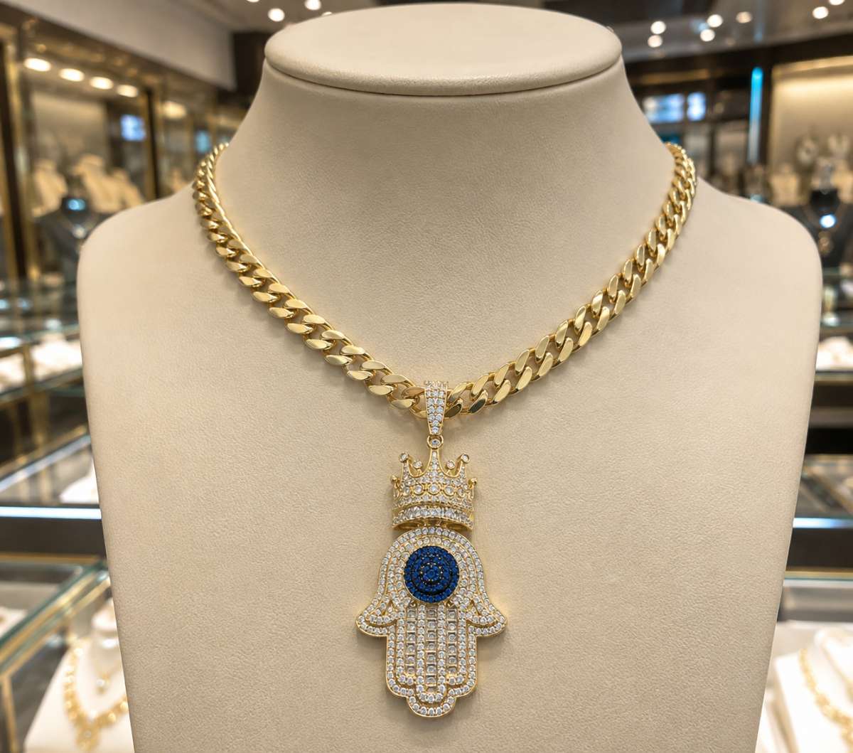 Dimaonds Hamsa Hand pendant