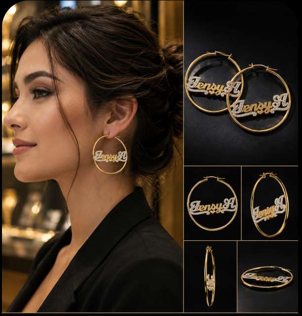 Gold 14K Name Earrings