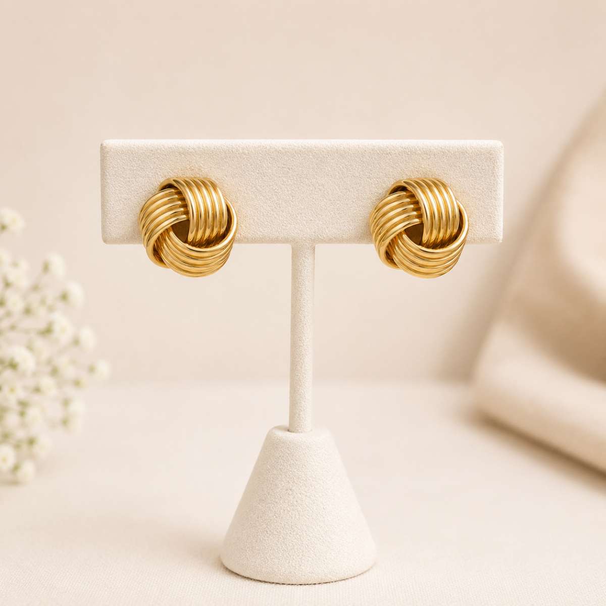 Love Knot 14K Gold Stud Earrings