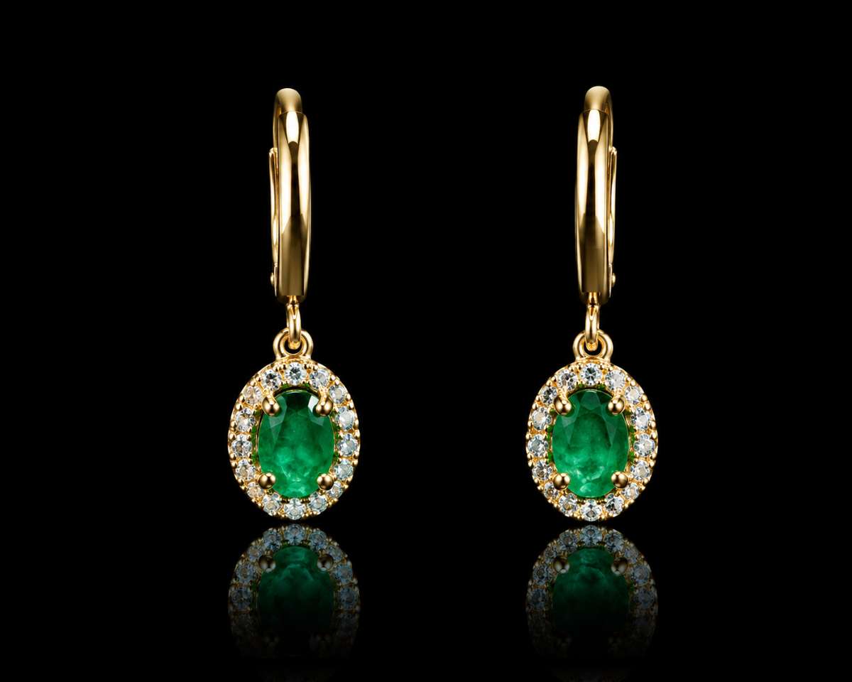 Emerald Hoop Diamond Earrings