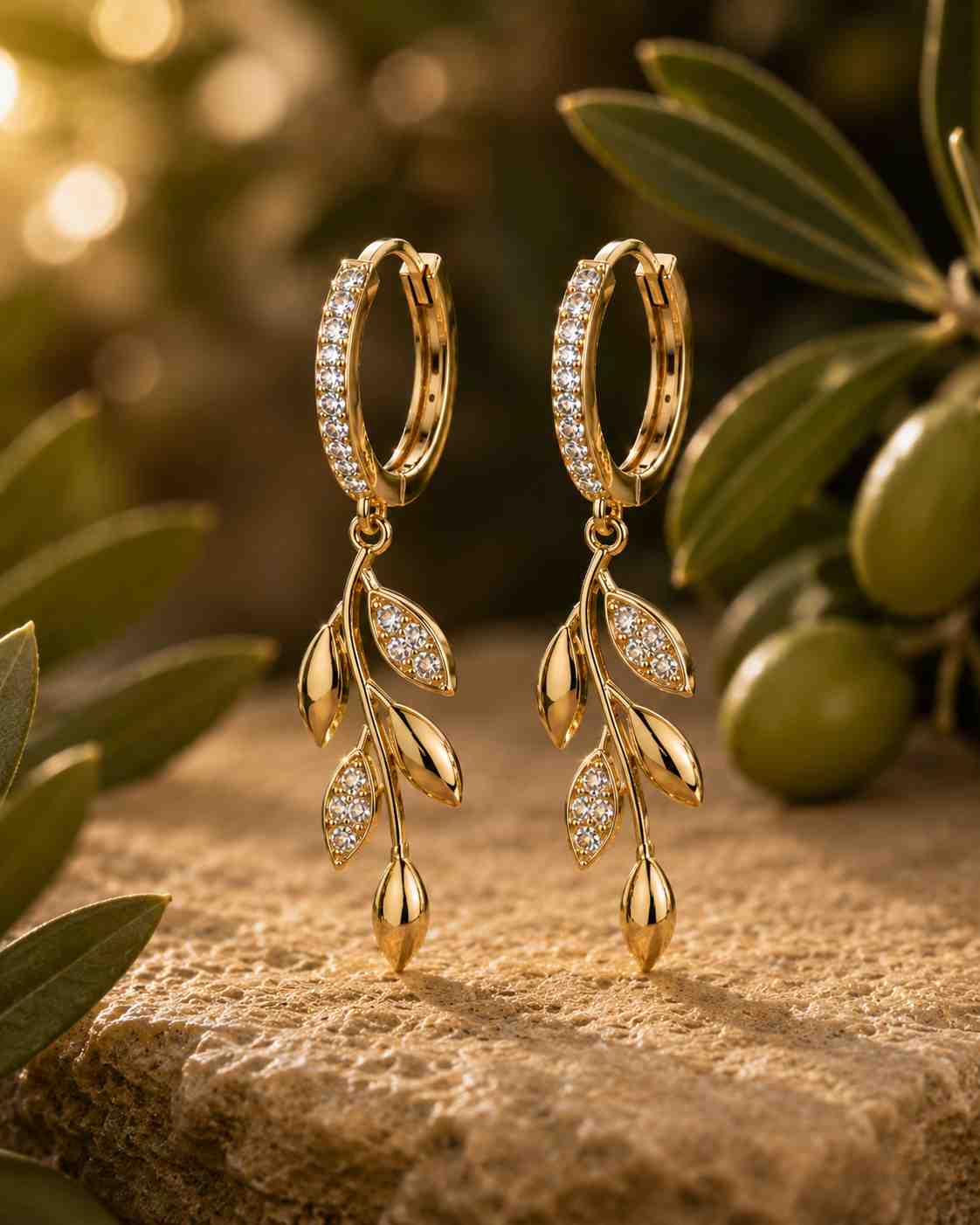 Olive Nature Hoop Earrings