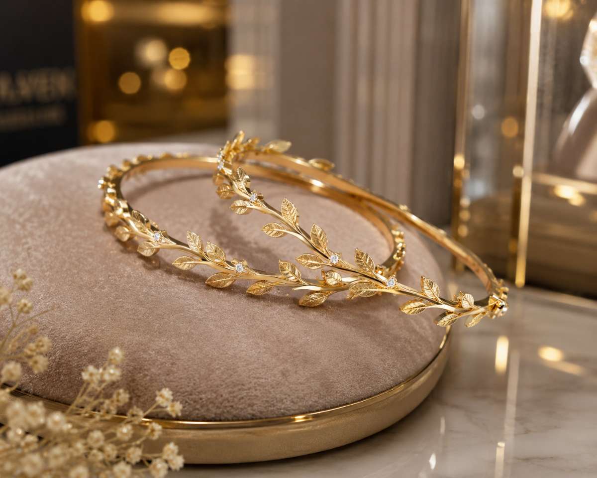 Leaf-design bangles