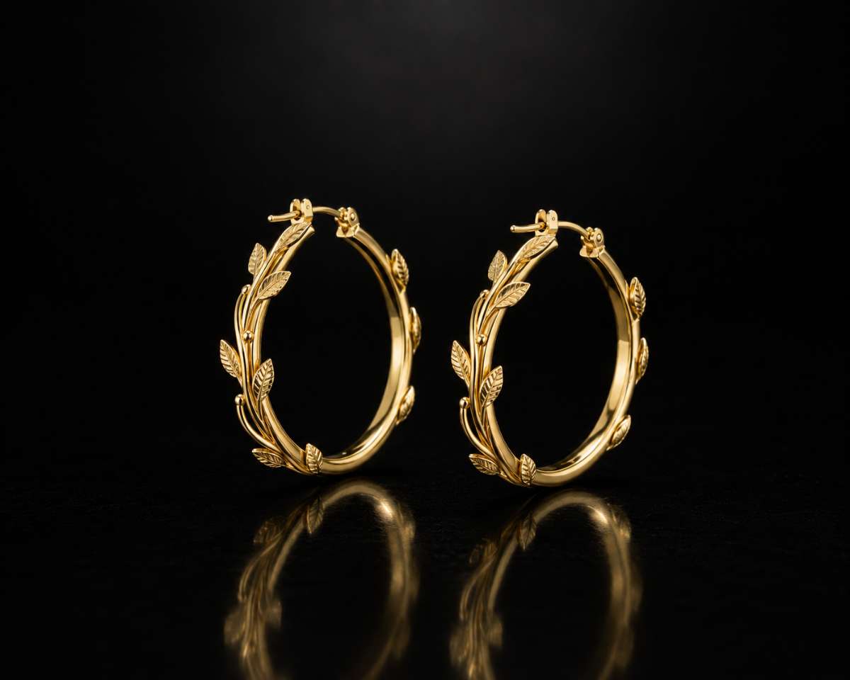 Hoop Nature Leaf Earrings