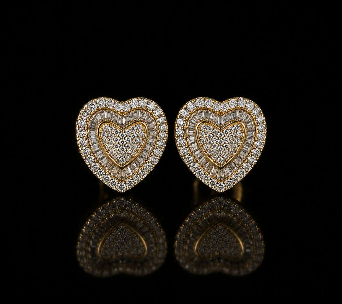 Moissanite Heart Earings