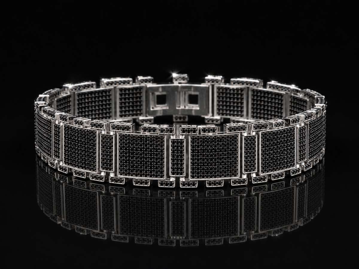 Mens Bracelet in Black Czs
