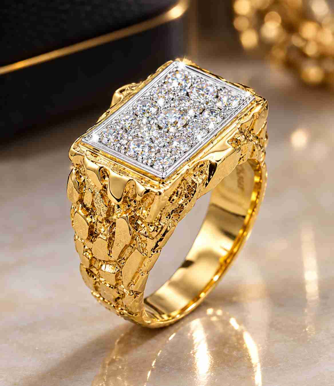Mens Diamond Nugget Ring