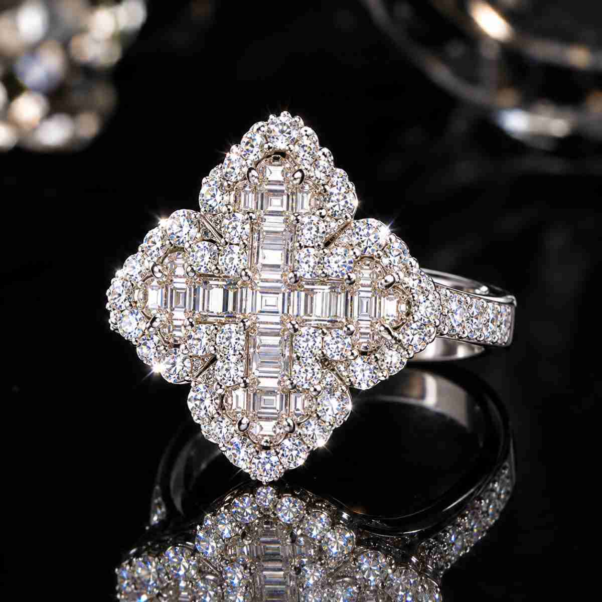 Moissanite Cross Ring