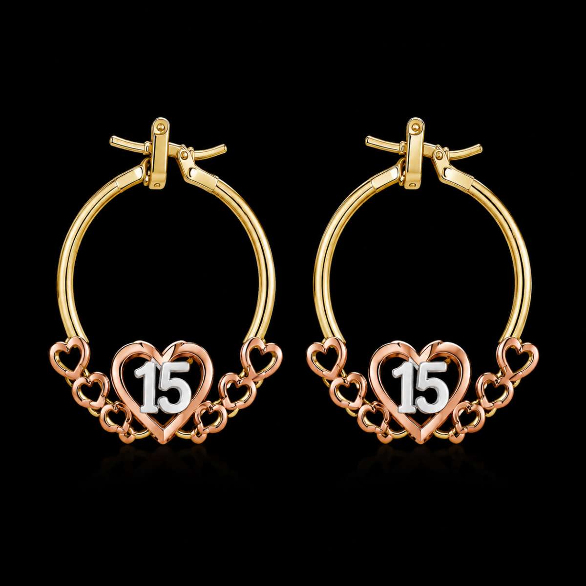Gold 14K Heart Hoop Earrings - Image 2