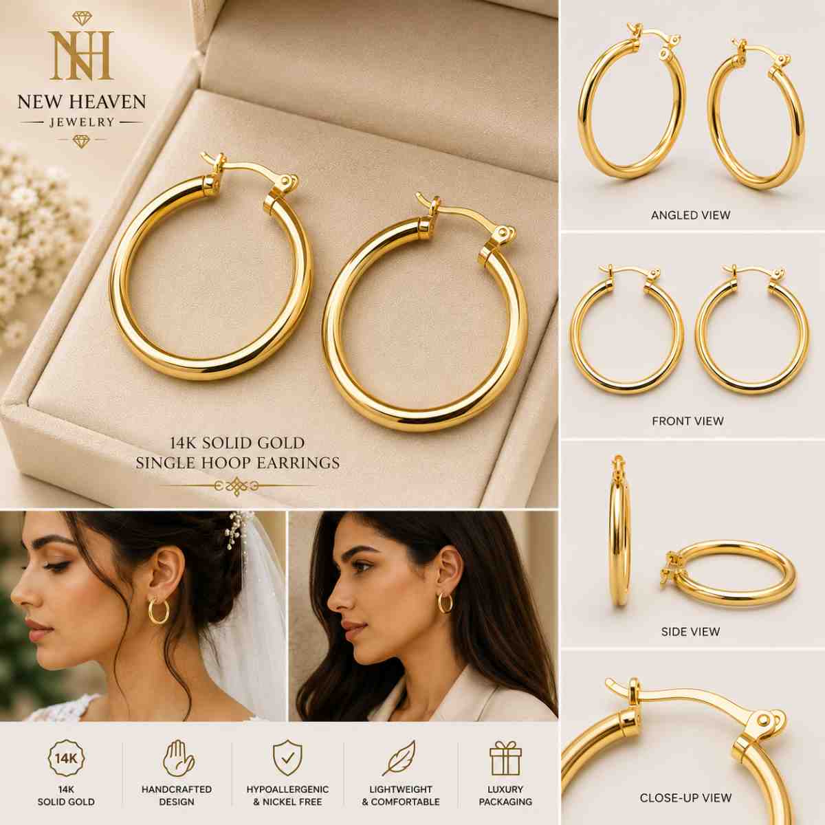 Gold 14K Hoop Earrings