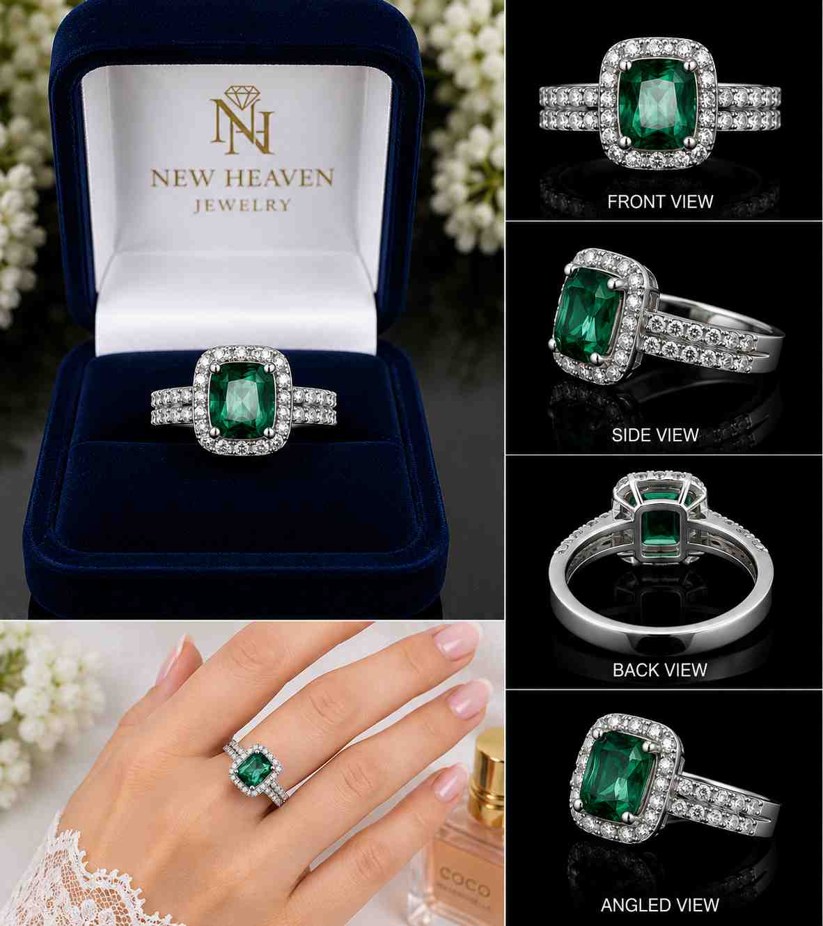 Moissanite Green Ring - Image Main