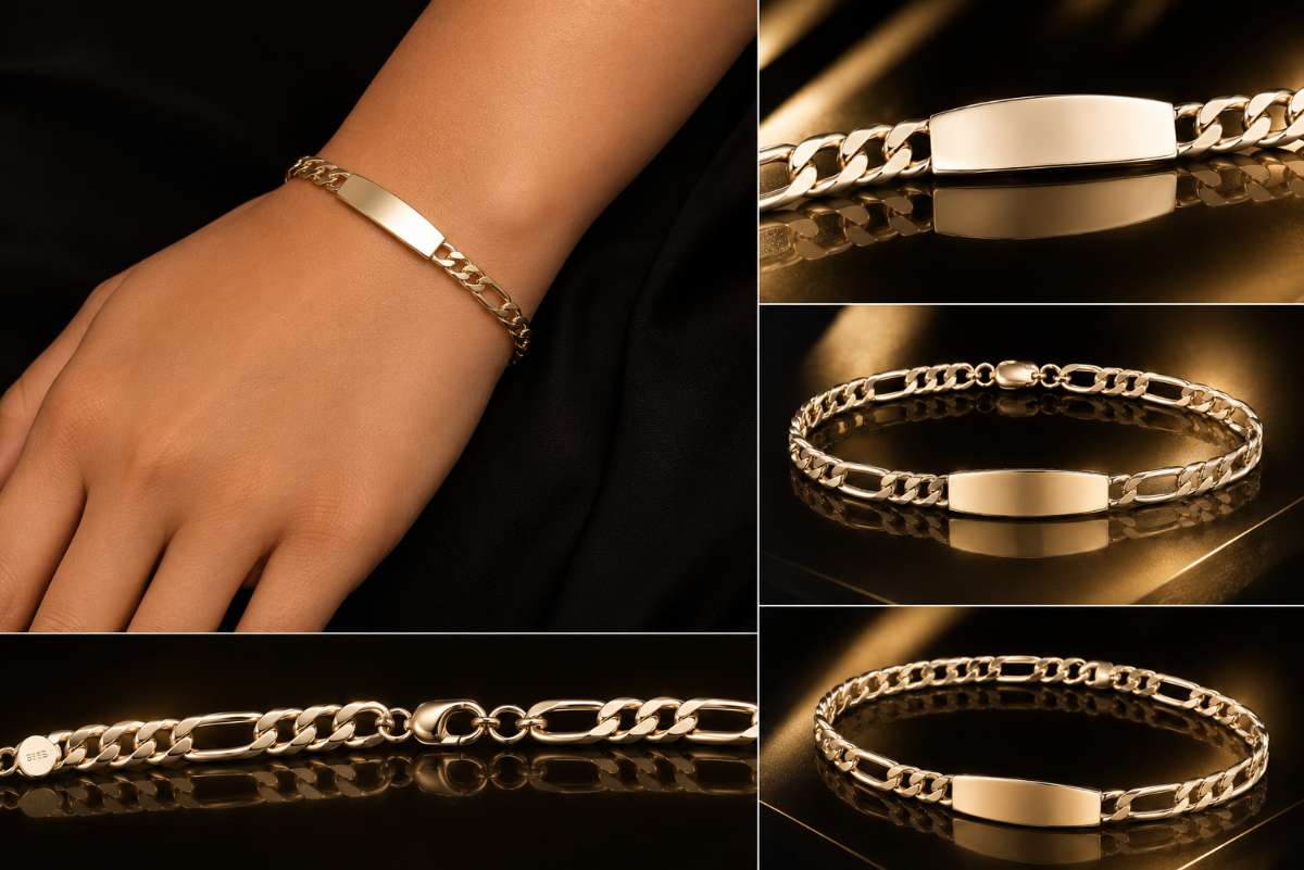 Silver Figaro link ID bracelet - Image 3
