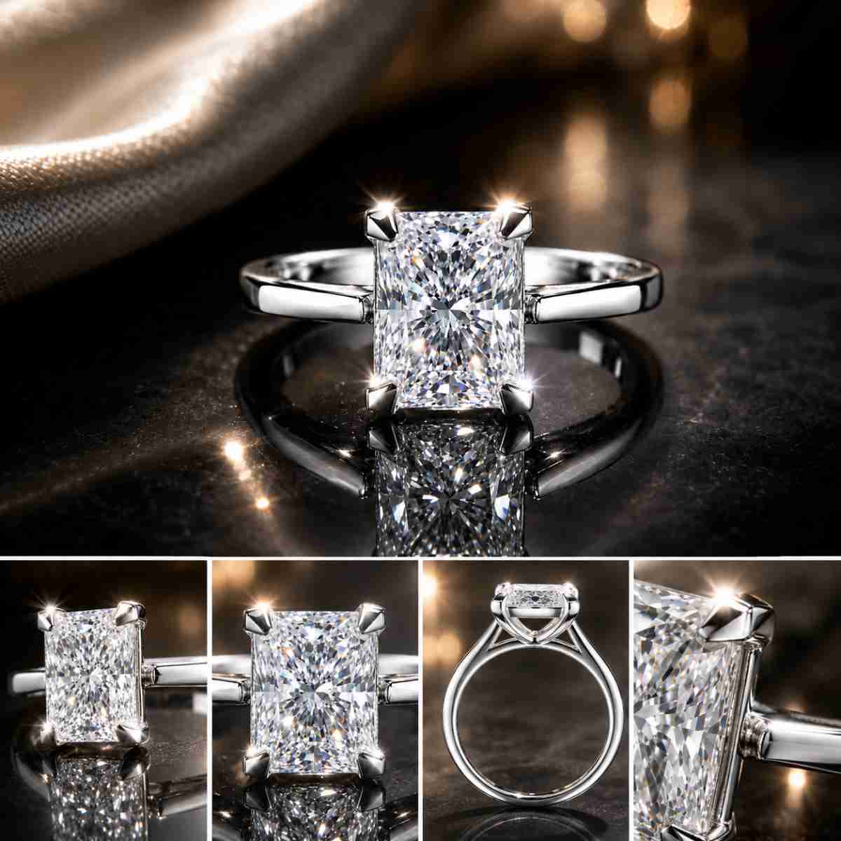 Radiant Cut Solitaire Diamond Engagement Ring - Image 2