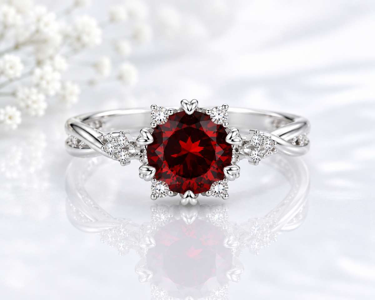 Sapphire Snowflake Halo Engagement Ring - Image 3