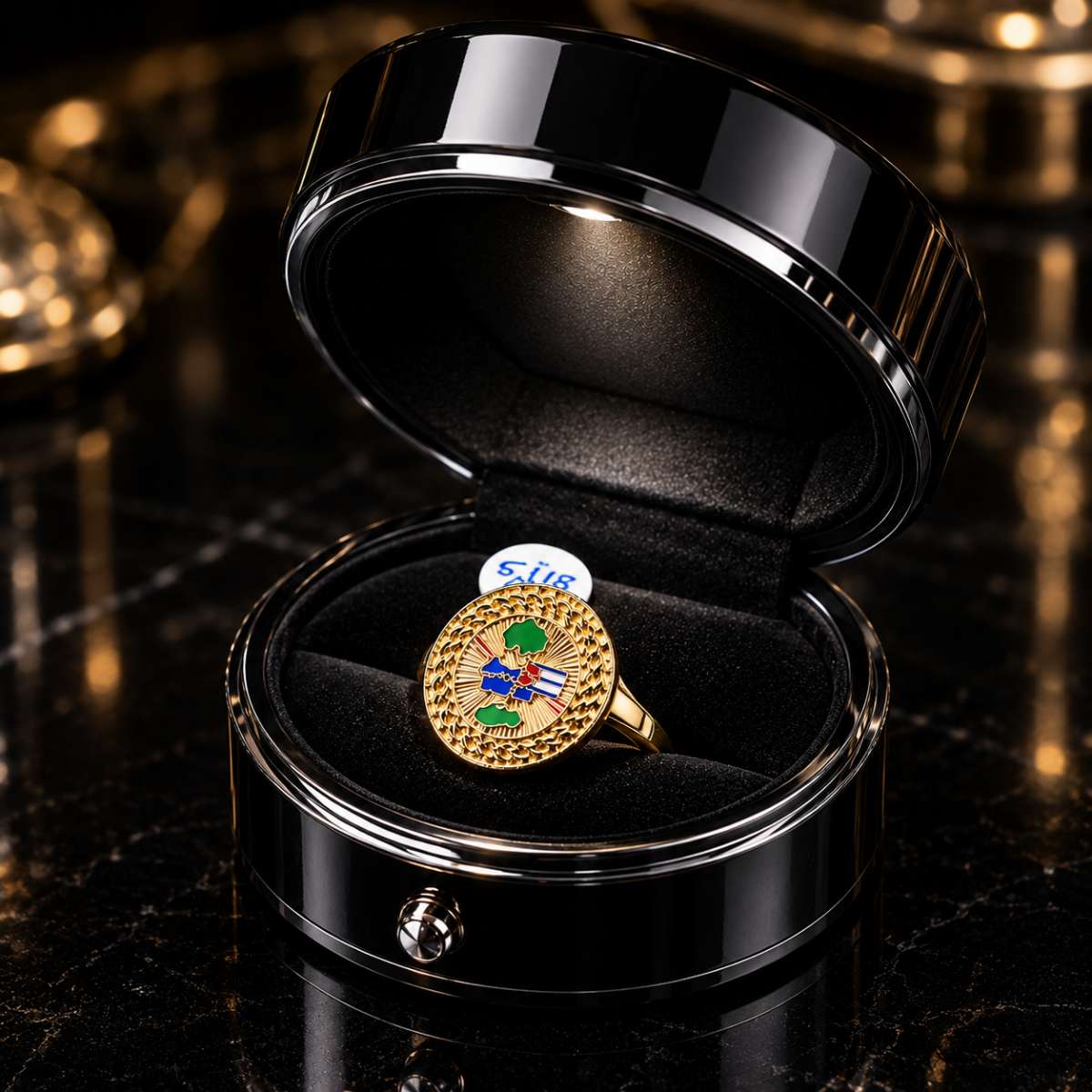 Dominican Flag Gold  Ring