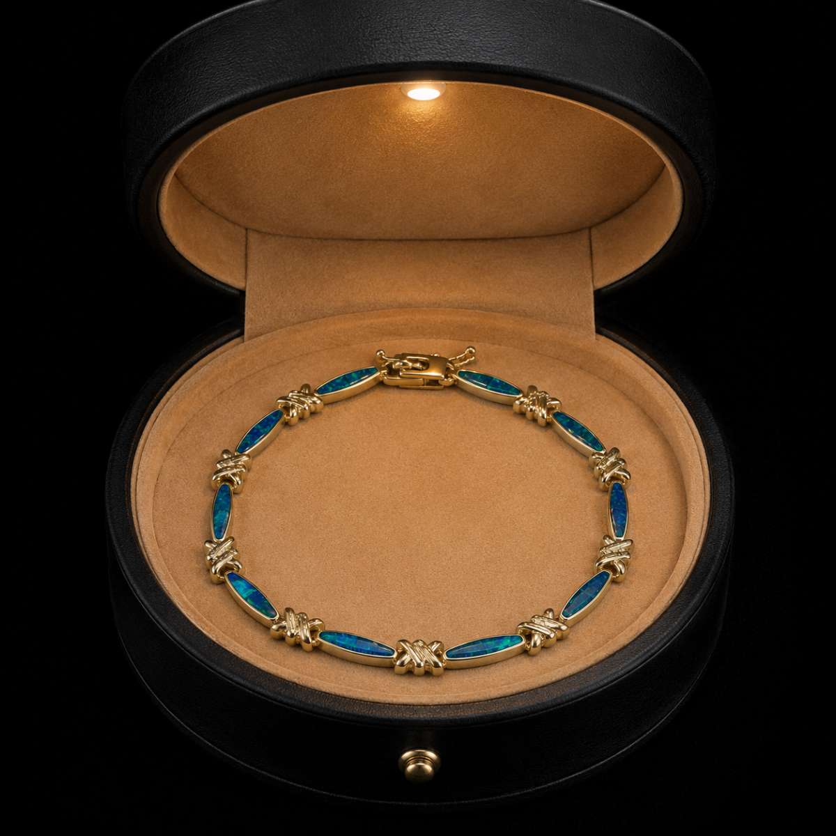 Australian Black Opal Inlay Bow Tie Tennis Bracelet