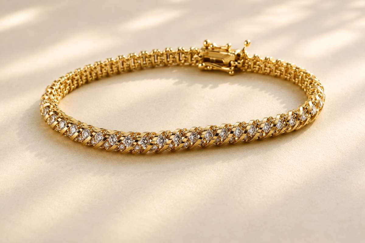 Swirl Link Diamond Tennis Bracelet