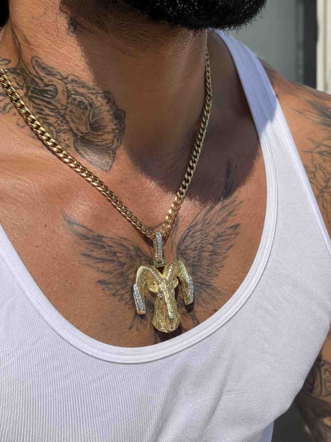 14K Gold Ram Head Pendant - Image 2