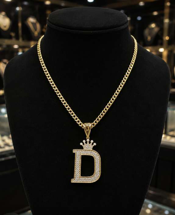 Alphabet D 14K Diamond Pendant with Chain