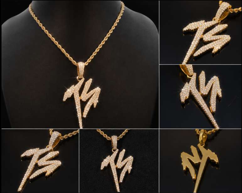 14K Gold Alphabet Name Pendant in Diamonds - Image 2