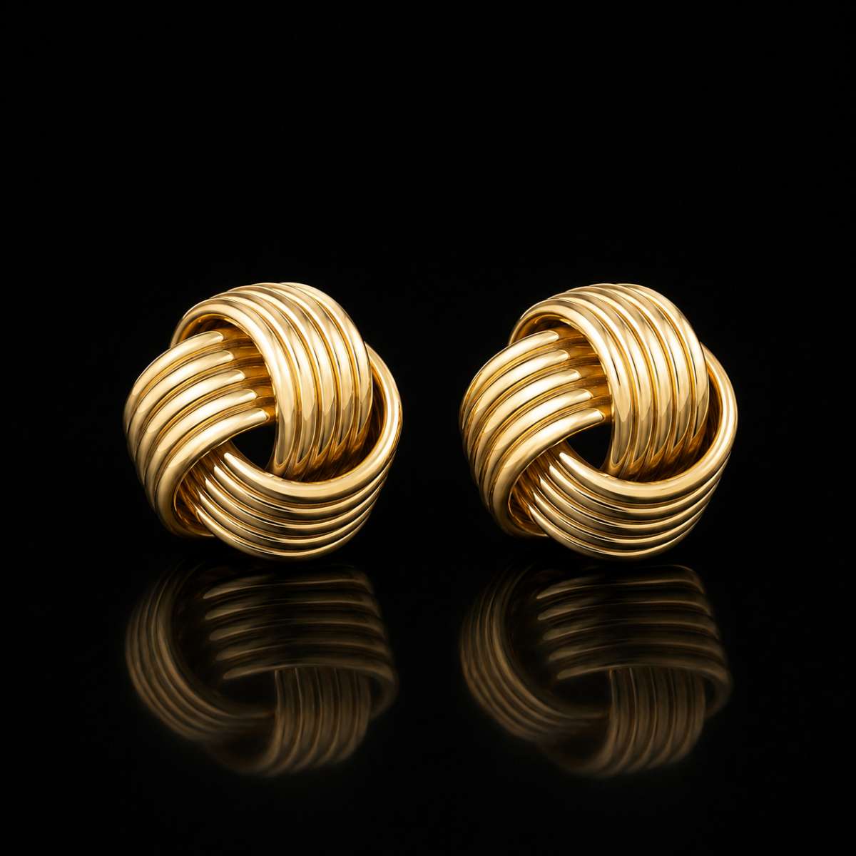 Love Knot 14K Gold Stud Earrings - Image 3