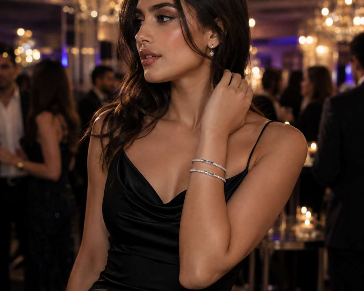 Diamond White Gold Bangles - Image 3