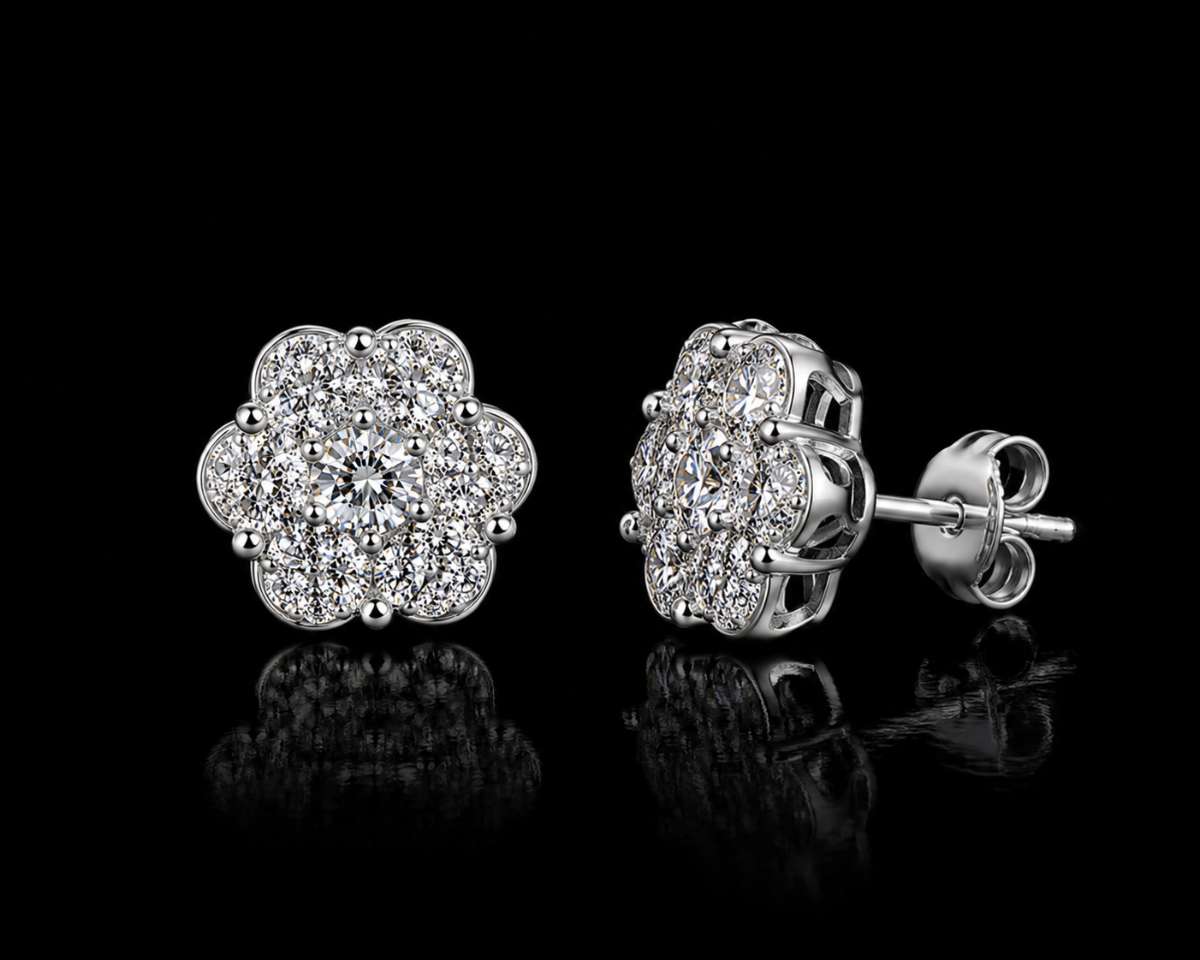 Moissanite Flower Earrings