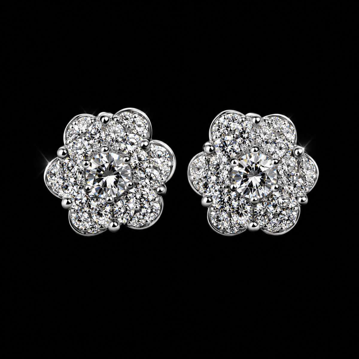 Moissanite Flower Earrings - Image 2