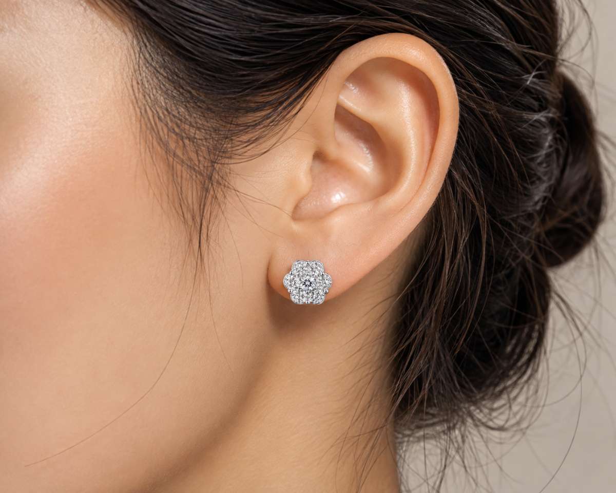 Moissanite Flower Earrings - Image 4