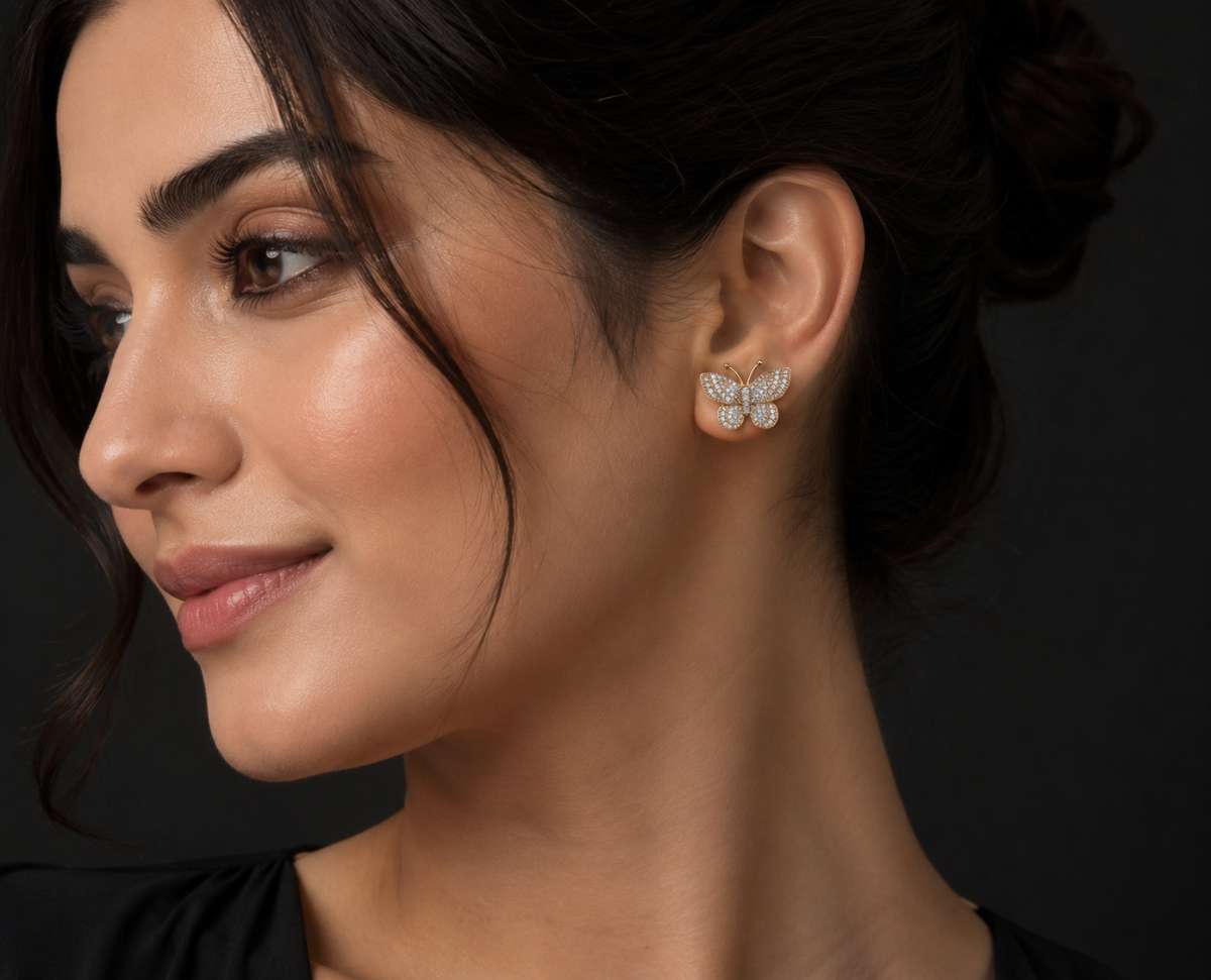 Moissanite  Butterfly Earrings - Image 2