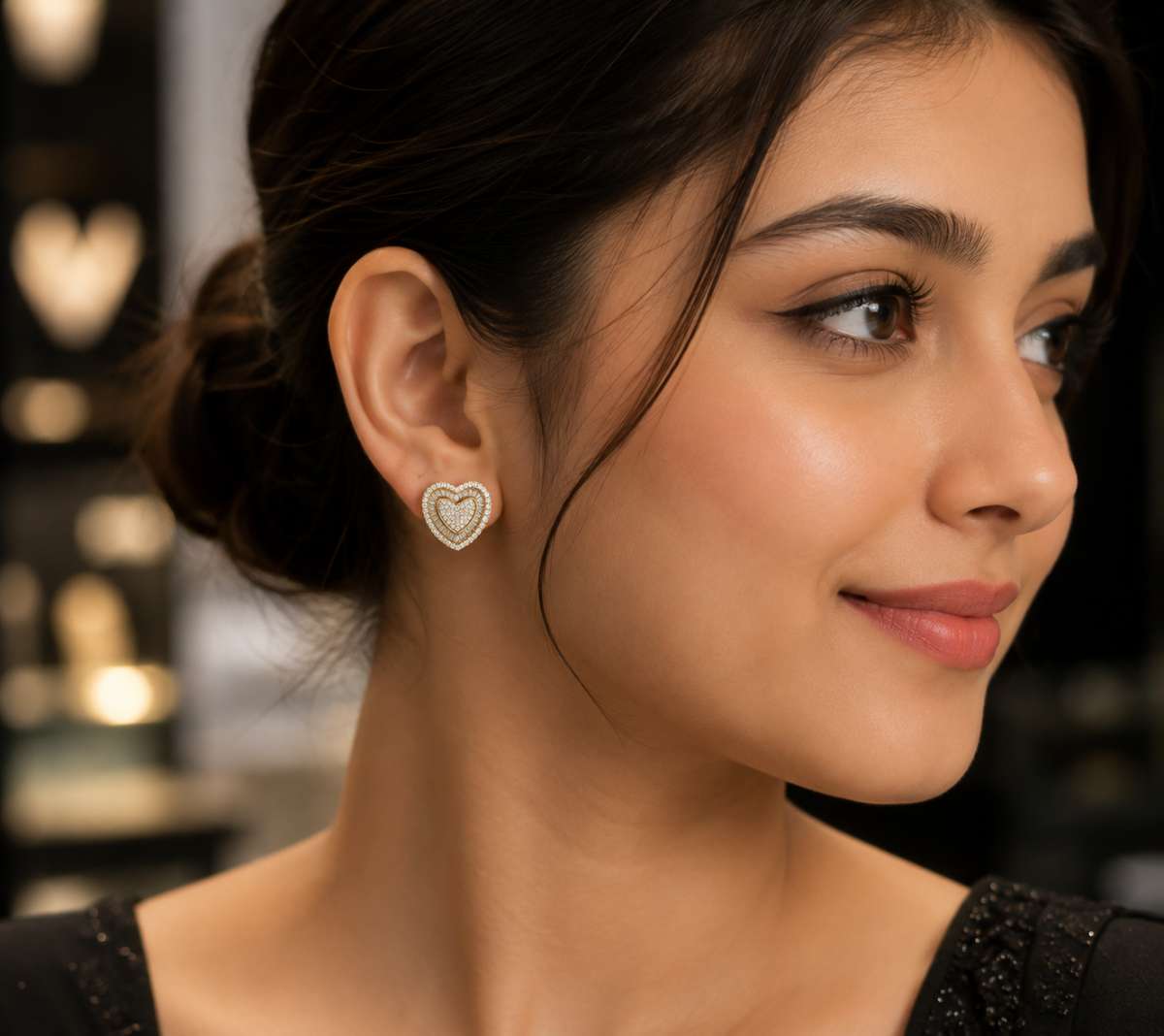 Moissanite Heart Earings - Image 2