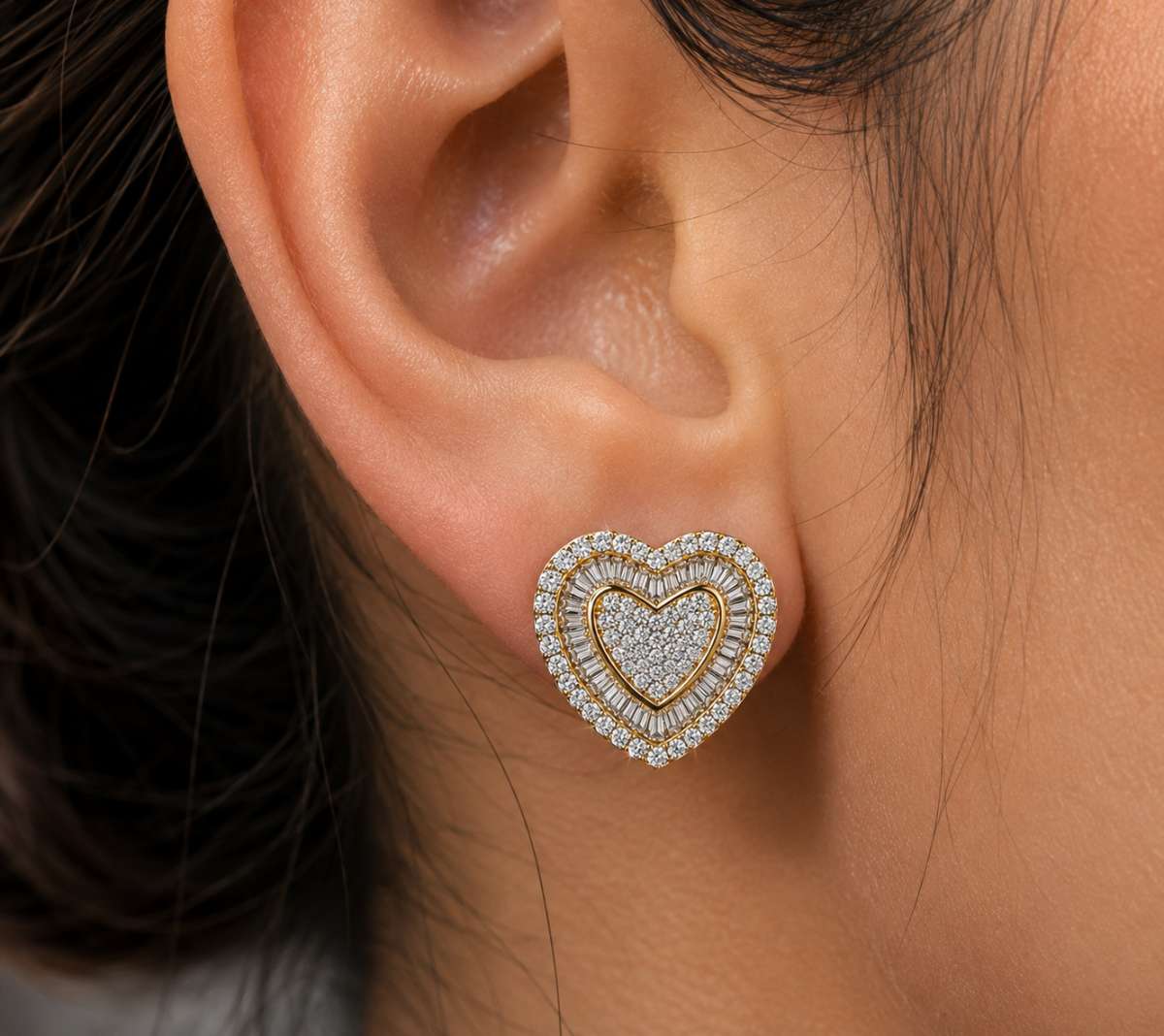 Moissanite Heart Earings - Image 3