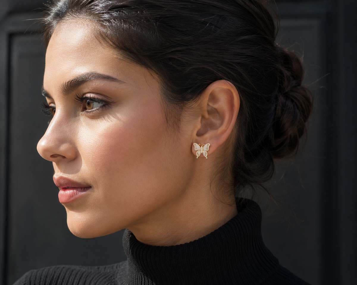 Moissanite Butterfly Earings - Image 2