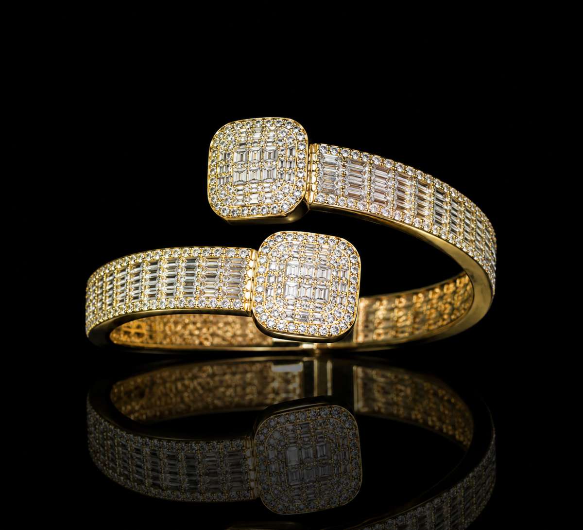 Crossover Bypass Bangle in Gold Color - Image Main