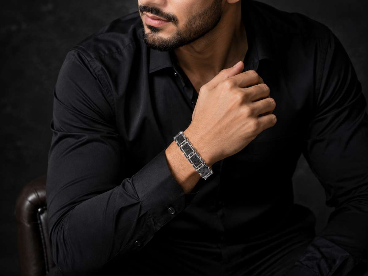 Mens Bracelet in Black Czs - Image 2