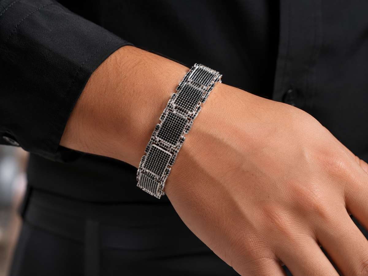 Mens Bracelet in Black Czs - Image 3