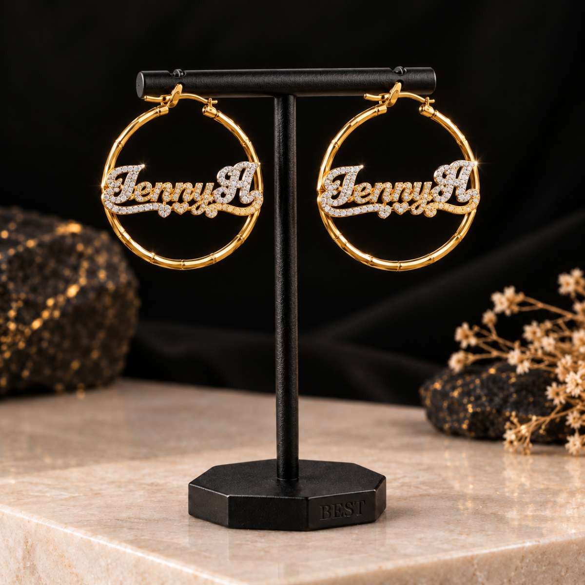 Gold 14K Name Earrings - Image Main