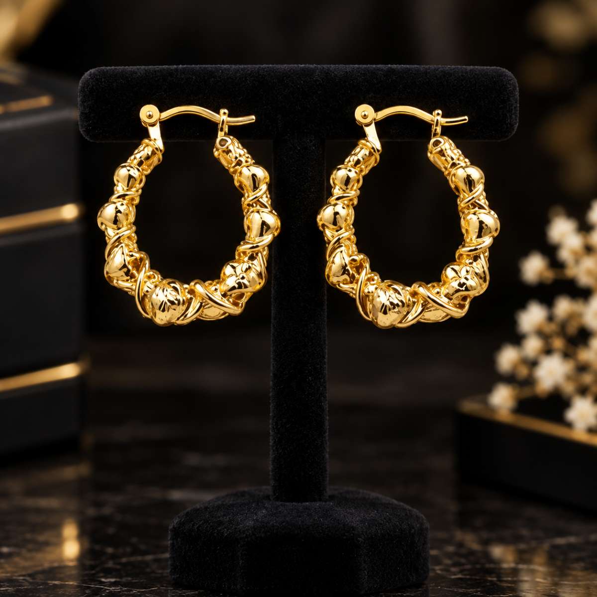 Gold 14K Hoop Twisted  Earrings